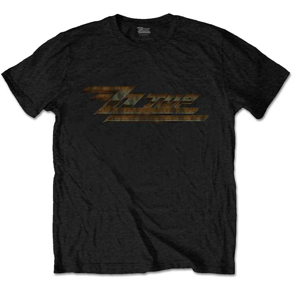 ZZ Top Unisex Adult Vintage Cotton Logo T-Shirt (Black) - RO7745