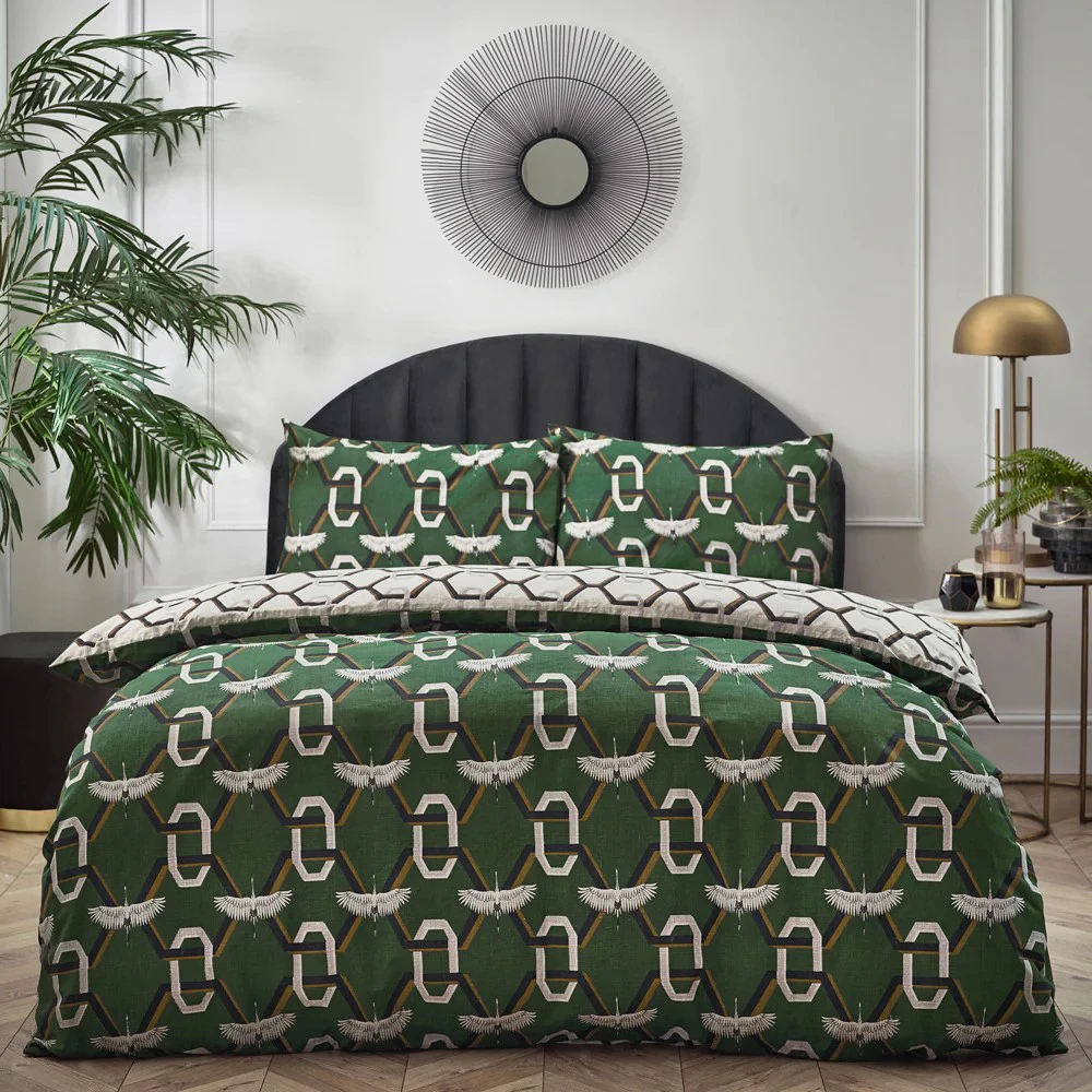 Furn Avalon Geometric Duvet Cover Set (Green) - RV3235