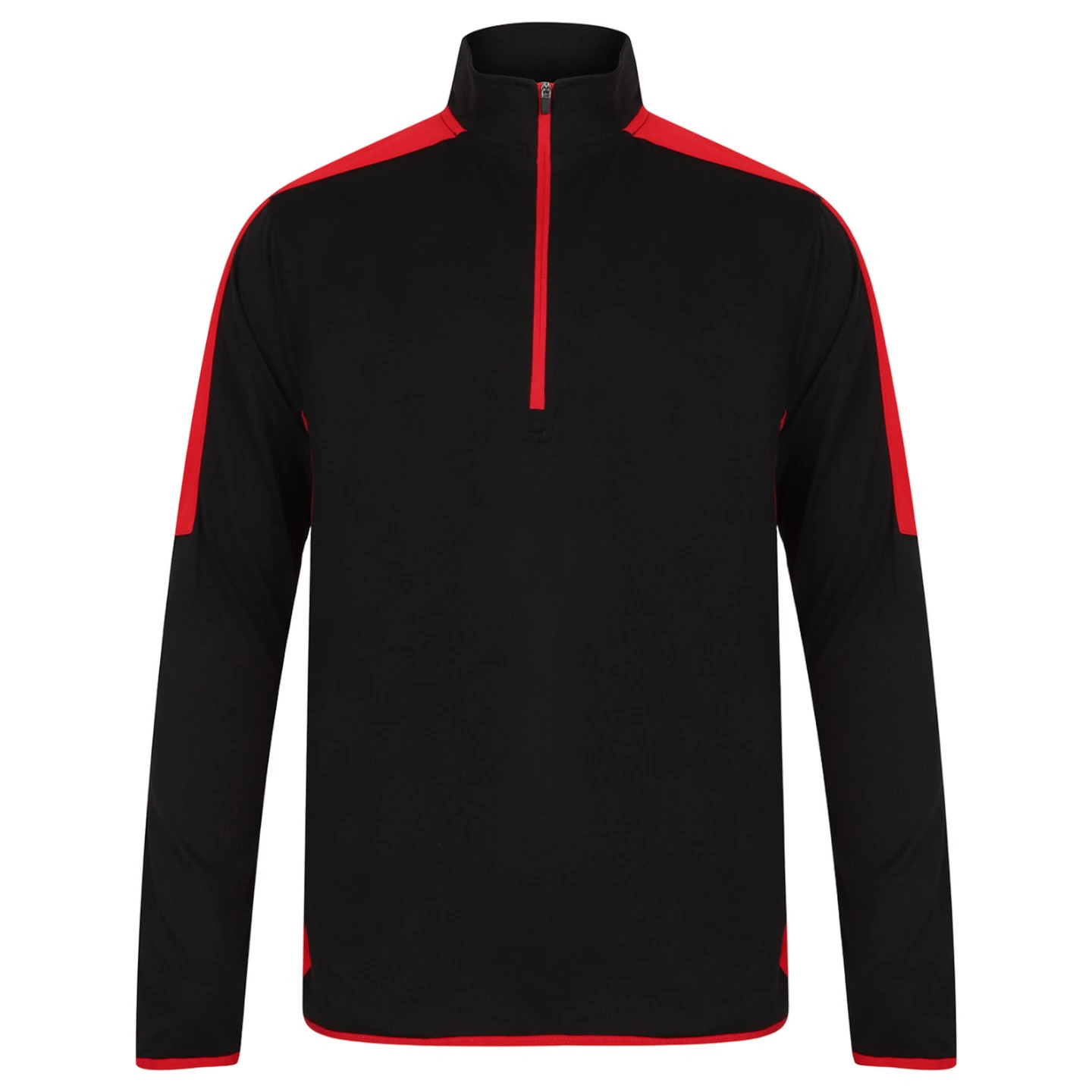 Finden & Hales Mens Contrast Panel Quarter Zip Midlayer (Black/Red) - RW9578