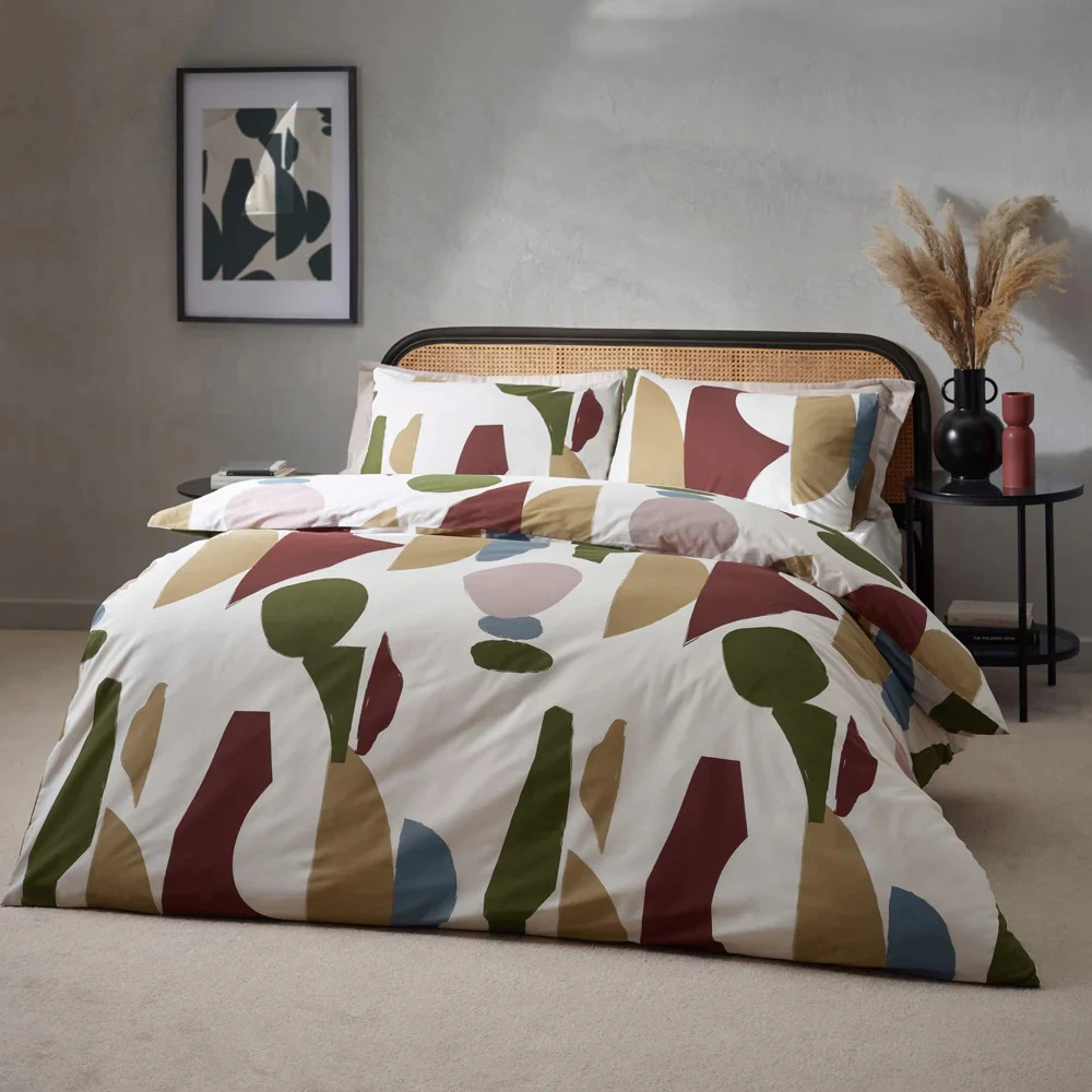 Hoem Meta Cotton Abstract Duvet Cover Set (Multicoloured) - RV3283