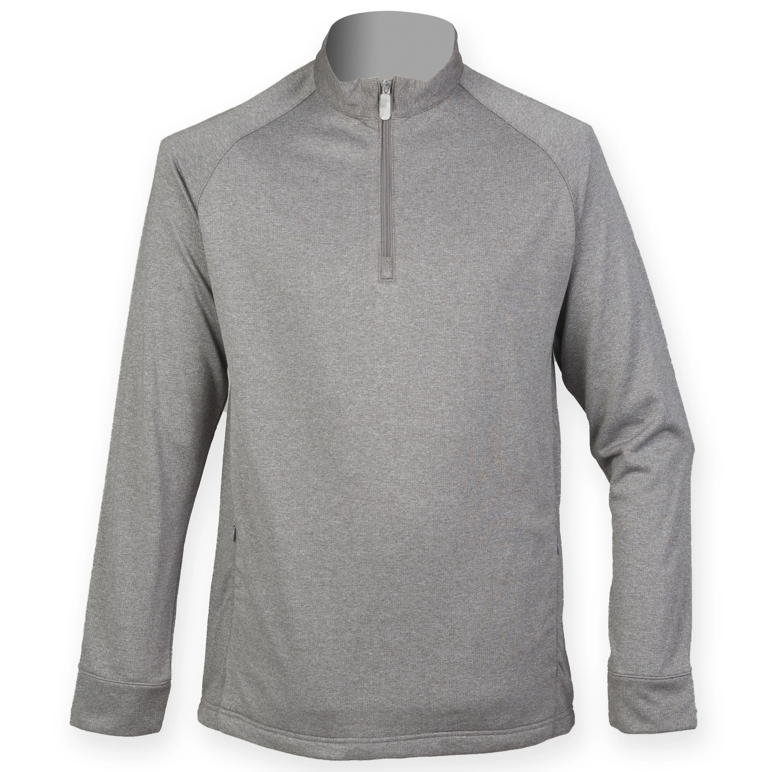 Henbury Mens Quarter Zip Long Sleeve Top (Grey Marl) - RW4845