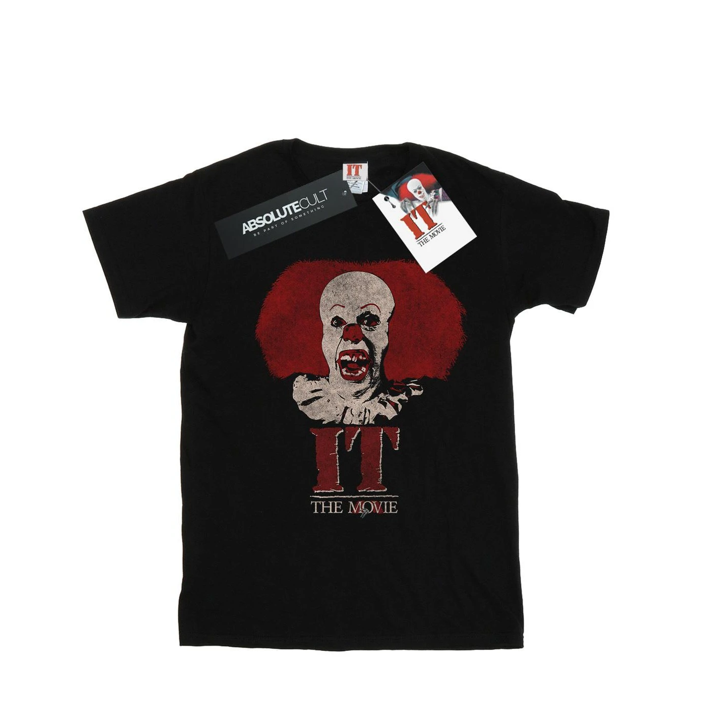 It (1990) Mens Pennywise Clown Logo T-Shirt (Black) - BI48157