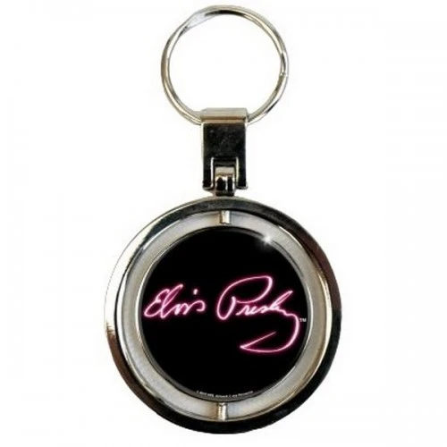 Elvis Presley Let´s Face It Spinner Keyring (Black/Pink) - RO7548