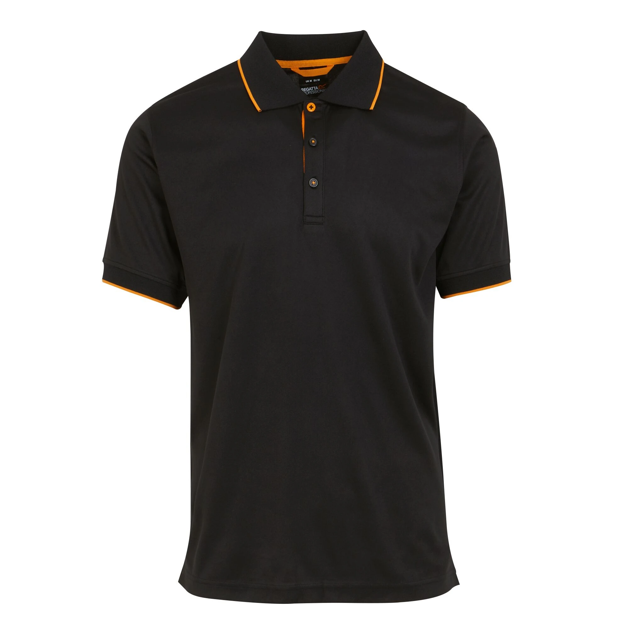 Regatta Mens Navigate Short-Sleeved Polo Shirt (Black/Orange Pop) - RG10810