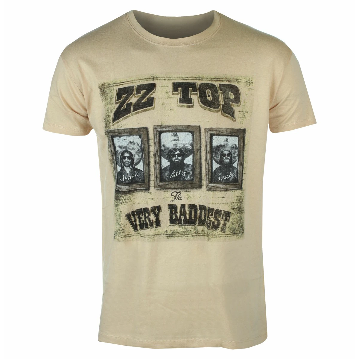 ZZ Top Unisex Adult Very Baddest Cotton T-Shirt (Sand) - RO8795