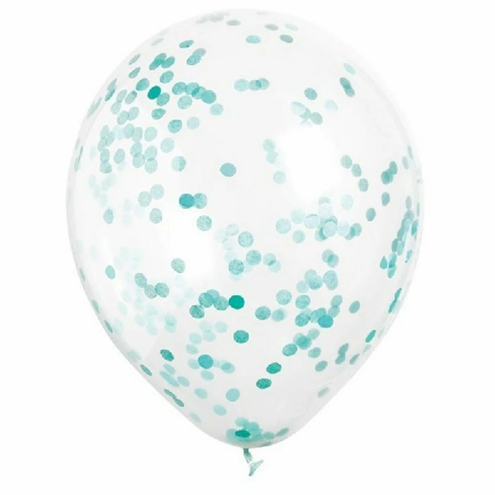 Unique Party 12 Inch Balloons & Confetti (Pack Of 6) (Caribbean Teal) - SG18434