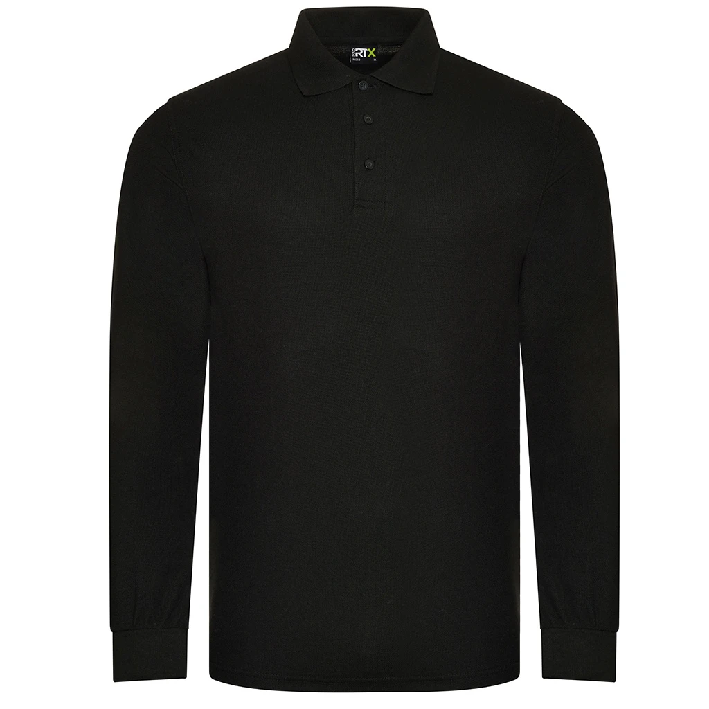 PRO RTX Mens Pro Piqué Long-Sleeved Polo Shirt (Black) - PC4263