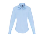 Premier Womens Stretch Fit Poplin Long Sleeve Blouse (Pale Blue) - RW6588