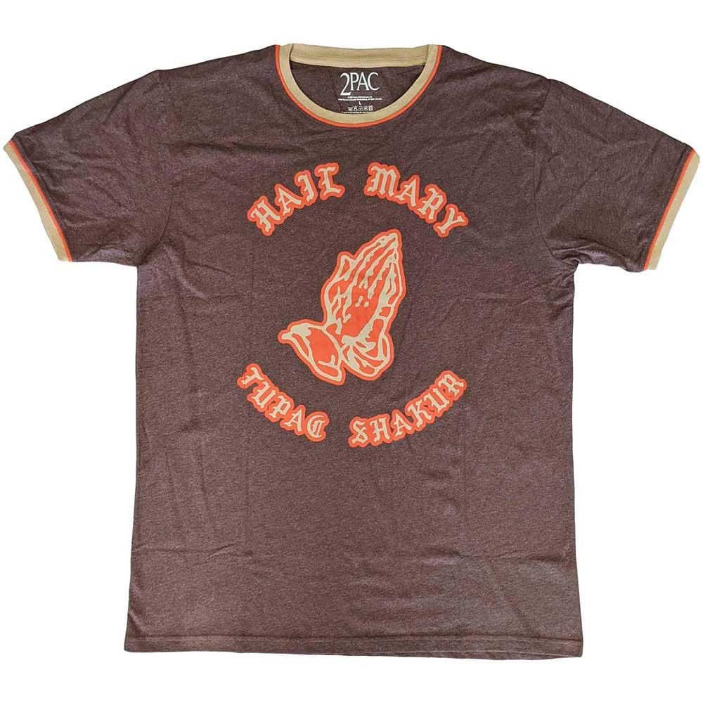 Tupac Shakur Unisex Adult Hail Mary Ringer T-Shirt (Brown/Orange/Sand) - RO11030