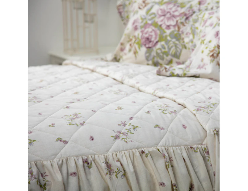 Belledorm Rose Boutique Fitted Bedspread (Ivory/Pink/Green) - BM275