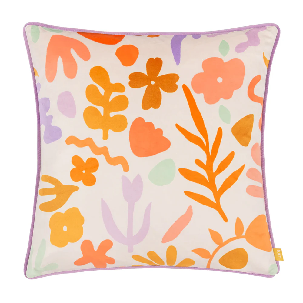 Furn Amelie Velvet Doodles Cushion Cover (Multicoloured) - RV3355