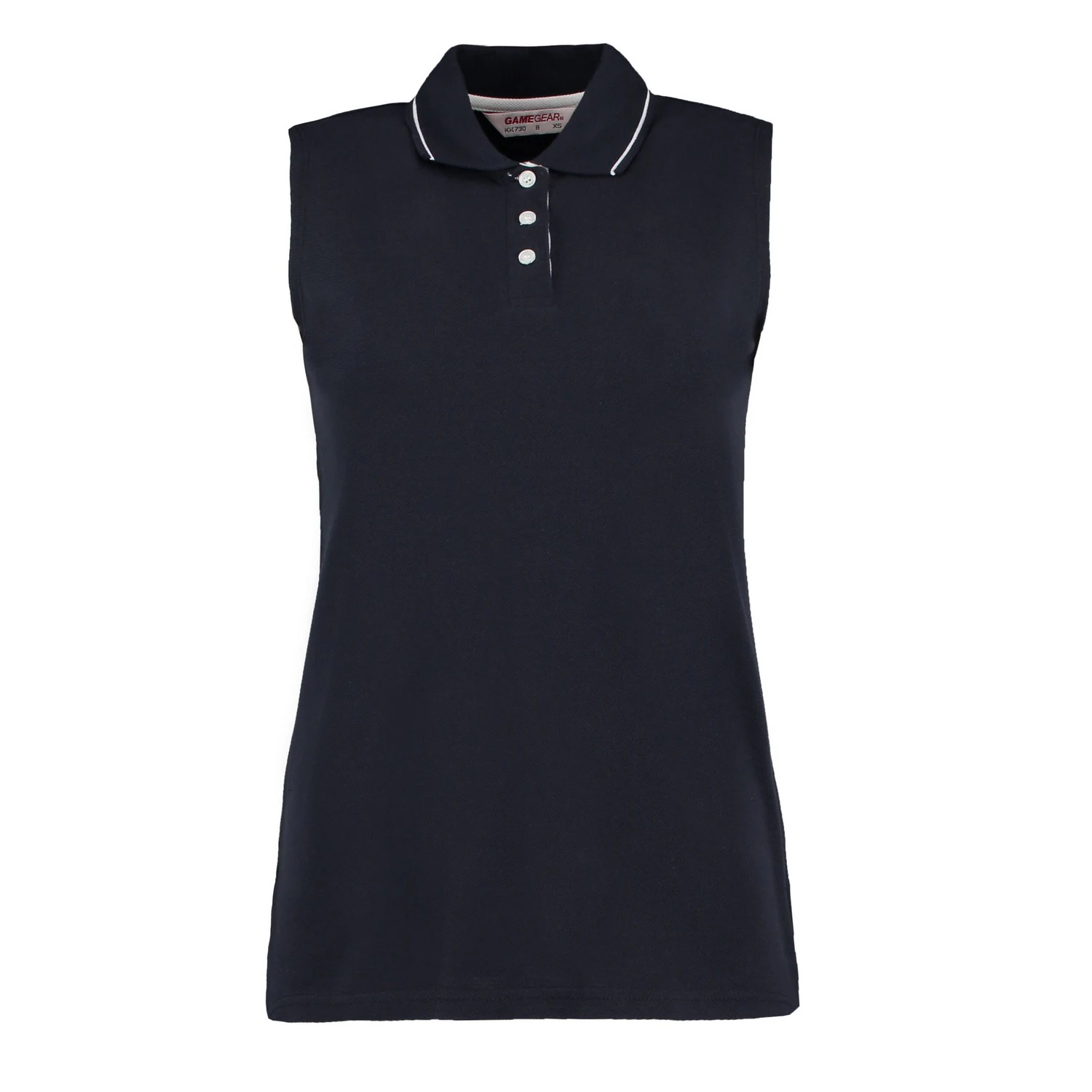 GAMEGEAR Womens Sleeveless Polo Shirt (Navy/White) - RW9913