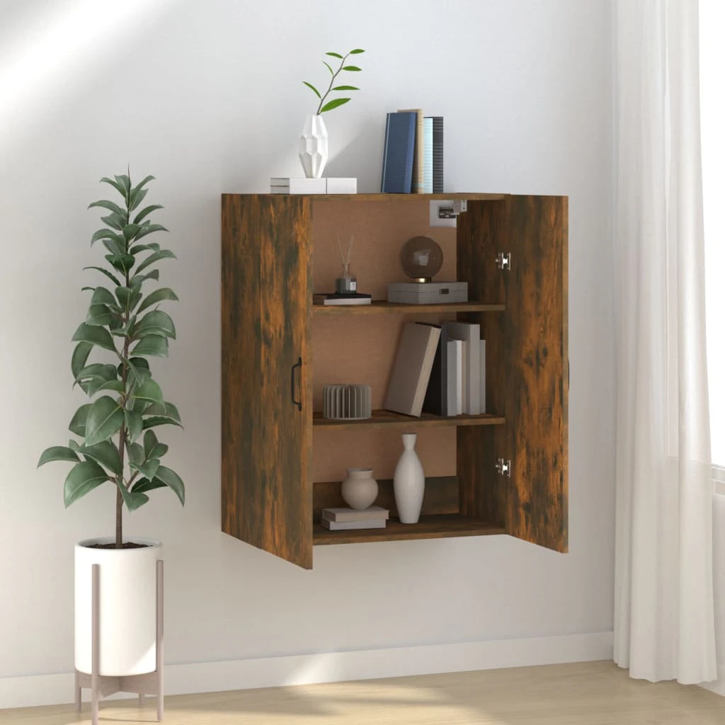 vidaXL Hanging Cabinet Smoked Oak 69.5x34x90 cm Engineered Wood