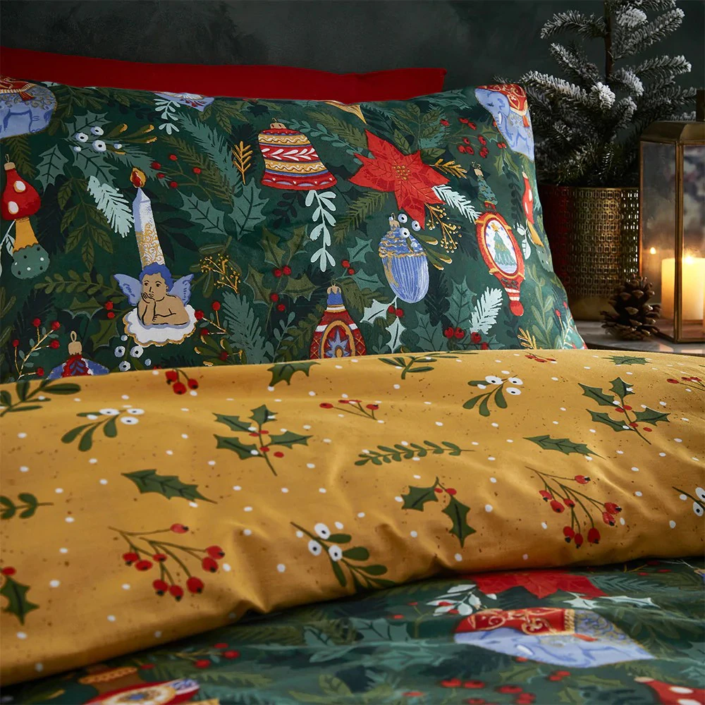 Furn Deck The Halls Christmas Duvet Cover Set (Pine Green) - RV2772