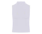 Skinni Fit Womens High Neck Crop Sleeveless Vest Top (White) - RW5494