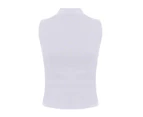 Skinni Fit Womens High Neck Crop Sleeveless Vest Top (White) - RW5494