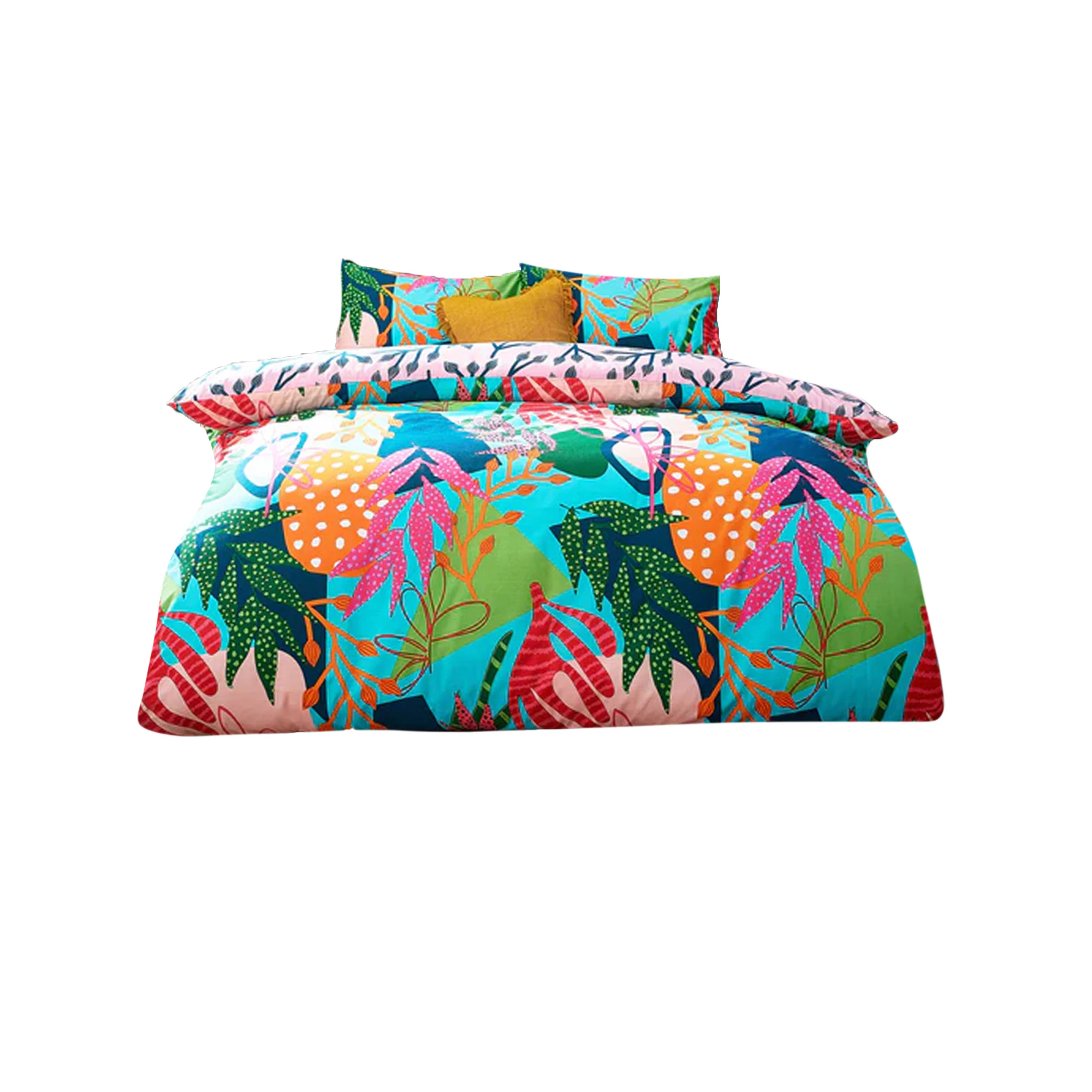 Furn Coralina Palm Leaf Duvet Cover Set (Multicoloured) - RV2504