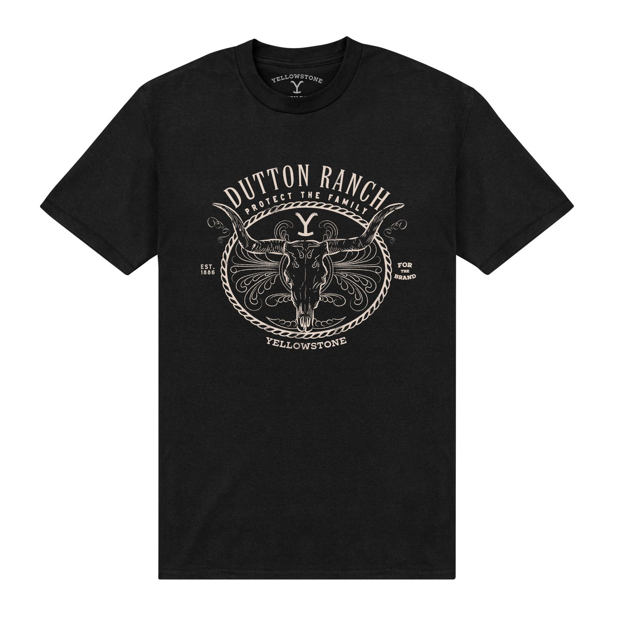 Yellowstone Unisex Adult Dutton Ranch Skull T-Shirt (Black) - PN261