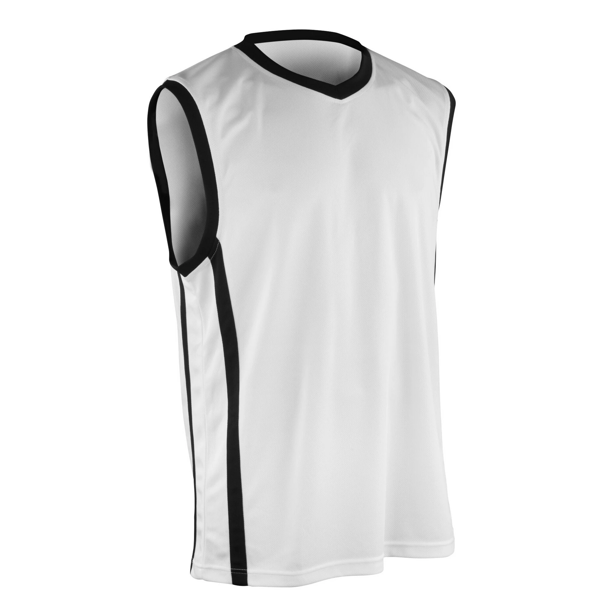 Spiro Mens Basketball Quick Dry Sleeveless Top (White / Black) - RW4778