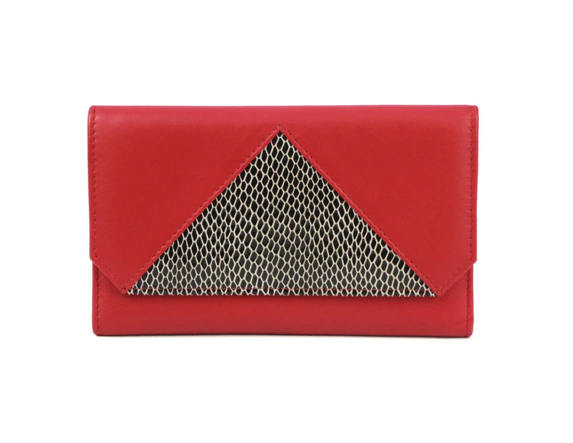 Eastern Counties Leather Connie Snake Print Leather Purse (Red/Black) - EL373
