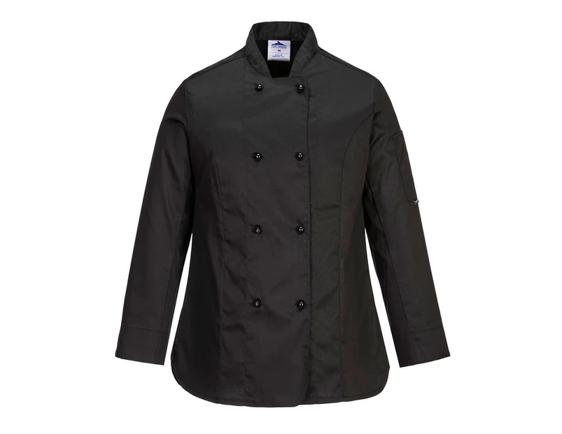 Portwest Womens Rachel Long-Sleeved Chef Jacket (Black) - PW877
