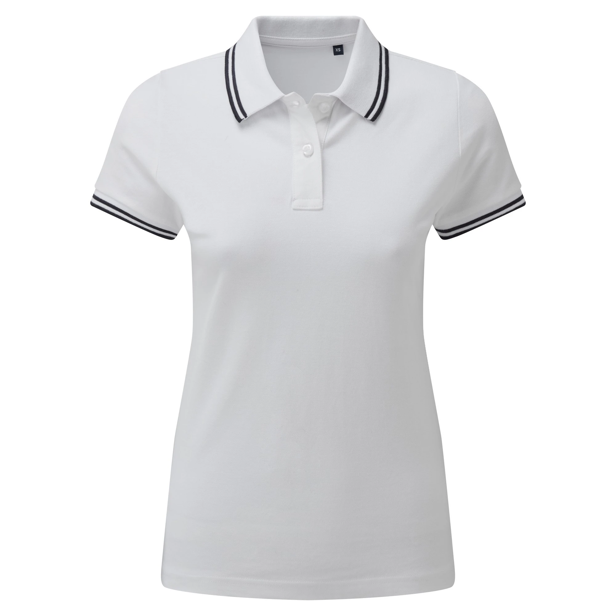 Asquith & Fox Womens Classic Fit Tipped Polo (White/Navy) - RW6644