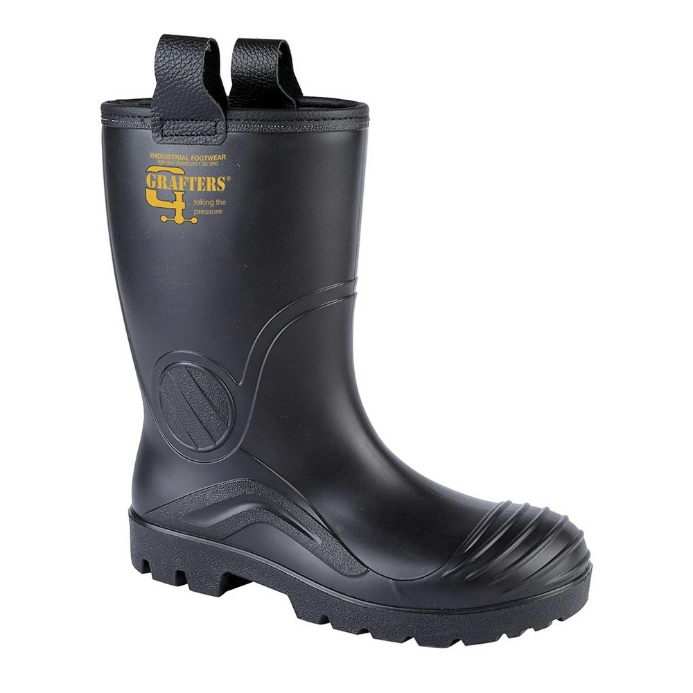 Grafters Mens PVC Waterproof Industrial Safety Rigger Boot (Black) - DF1628