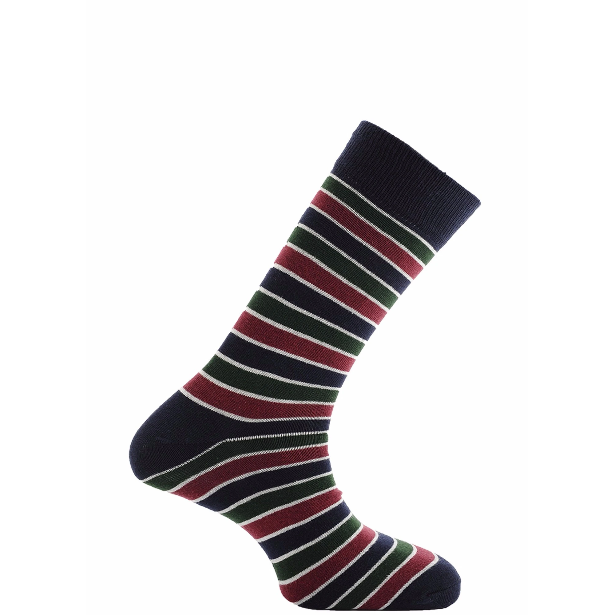 Horizon Mens Classic Short Striped Dress Socks (Navy/White/Green/Burgundy (Millfield)) - HZ236