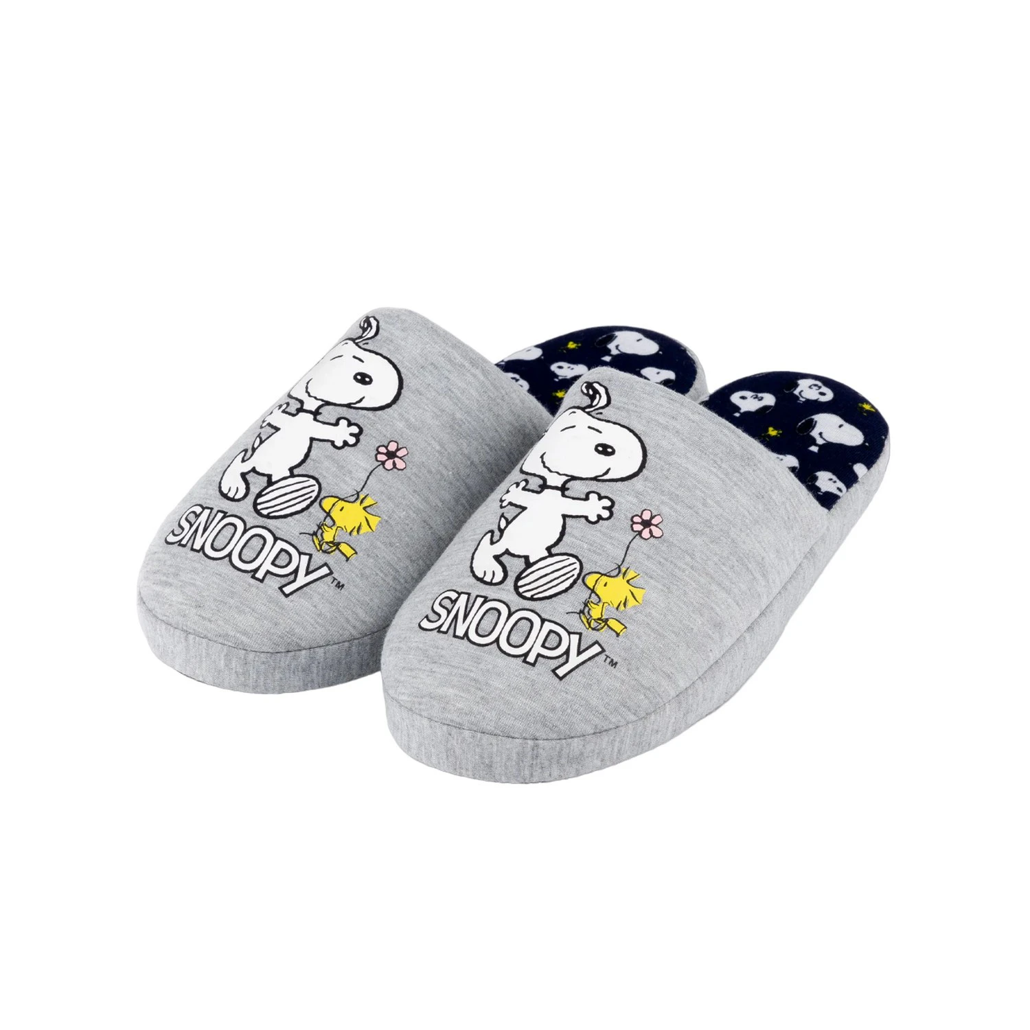 Peanuts Womens Snoopy Slippers (Grey/White/Black) - NS7215