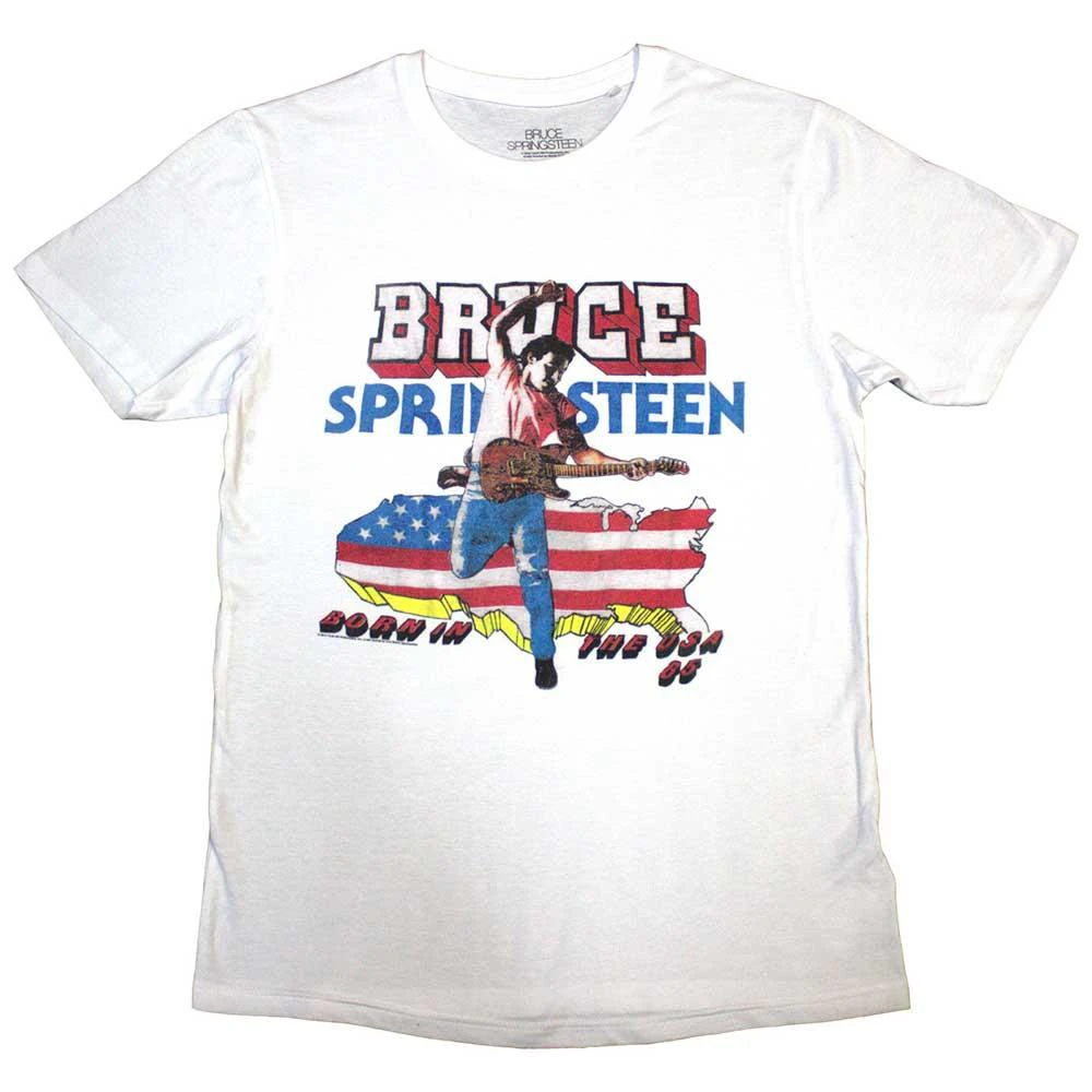 Bruce Springsteen Unisex Adult Born In The USA ´85 T-Shirt (White) - RO10807