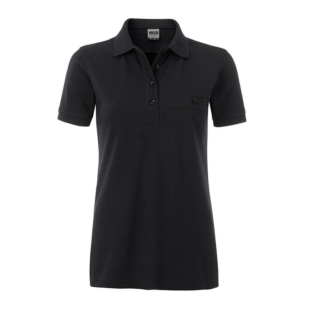 James and Nicholson Womens Workwear Pocket Polo (Black) - FU562