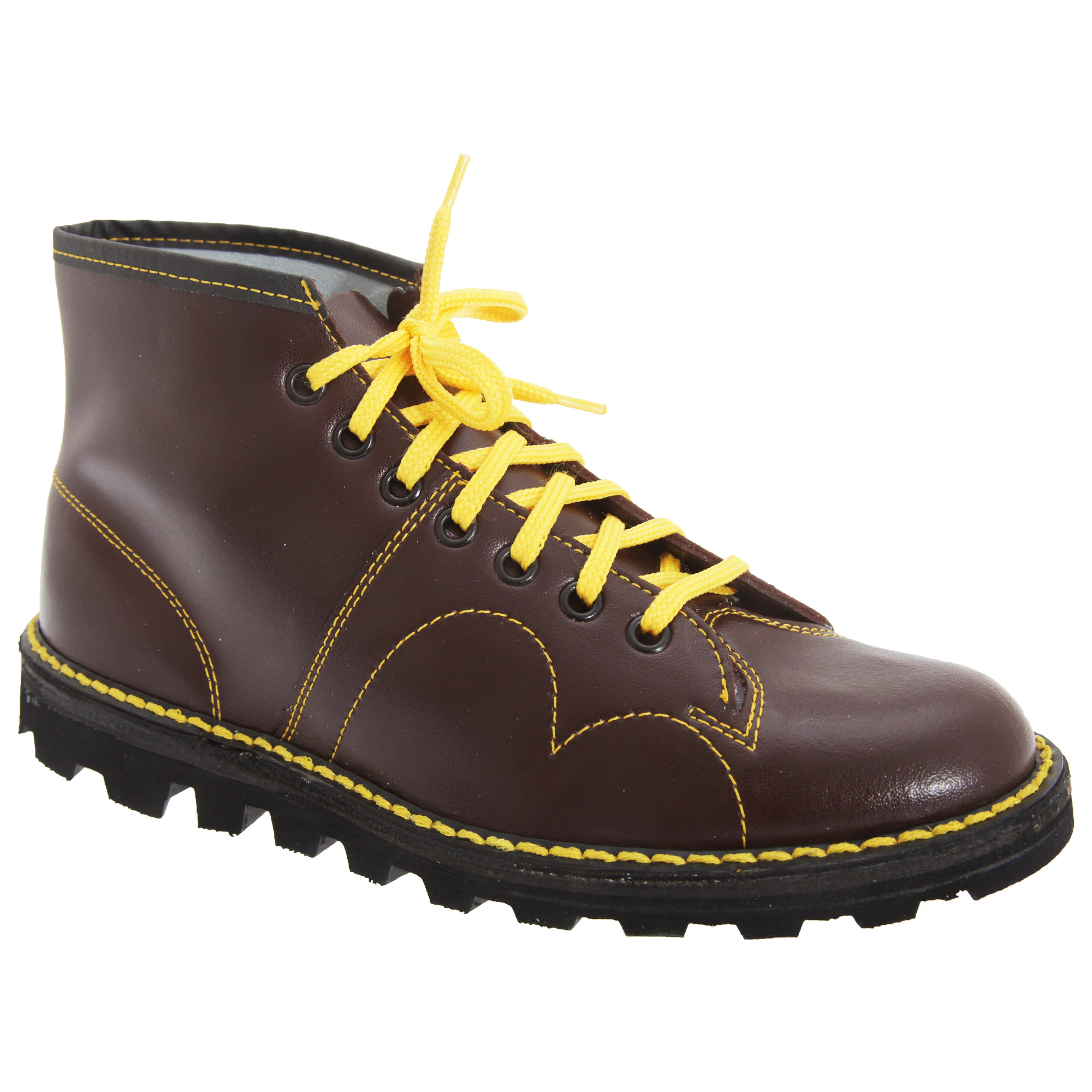 Grafters Mens Original Coated Leather Retro Monkey Boots (Wine) - DF107