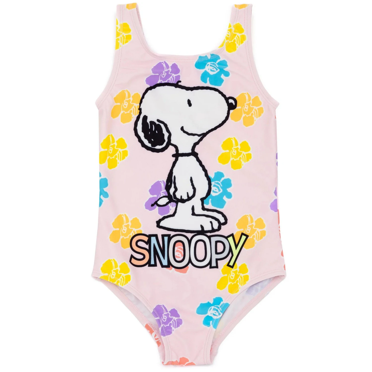 Snoopy Childrens/Kids One Piece Swimsuit (Pink/White/Yellow) - NS6945