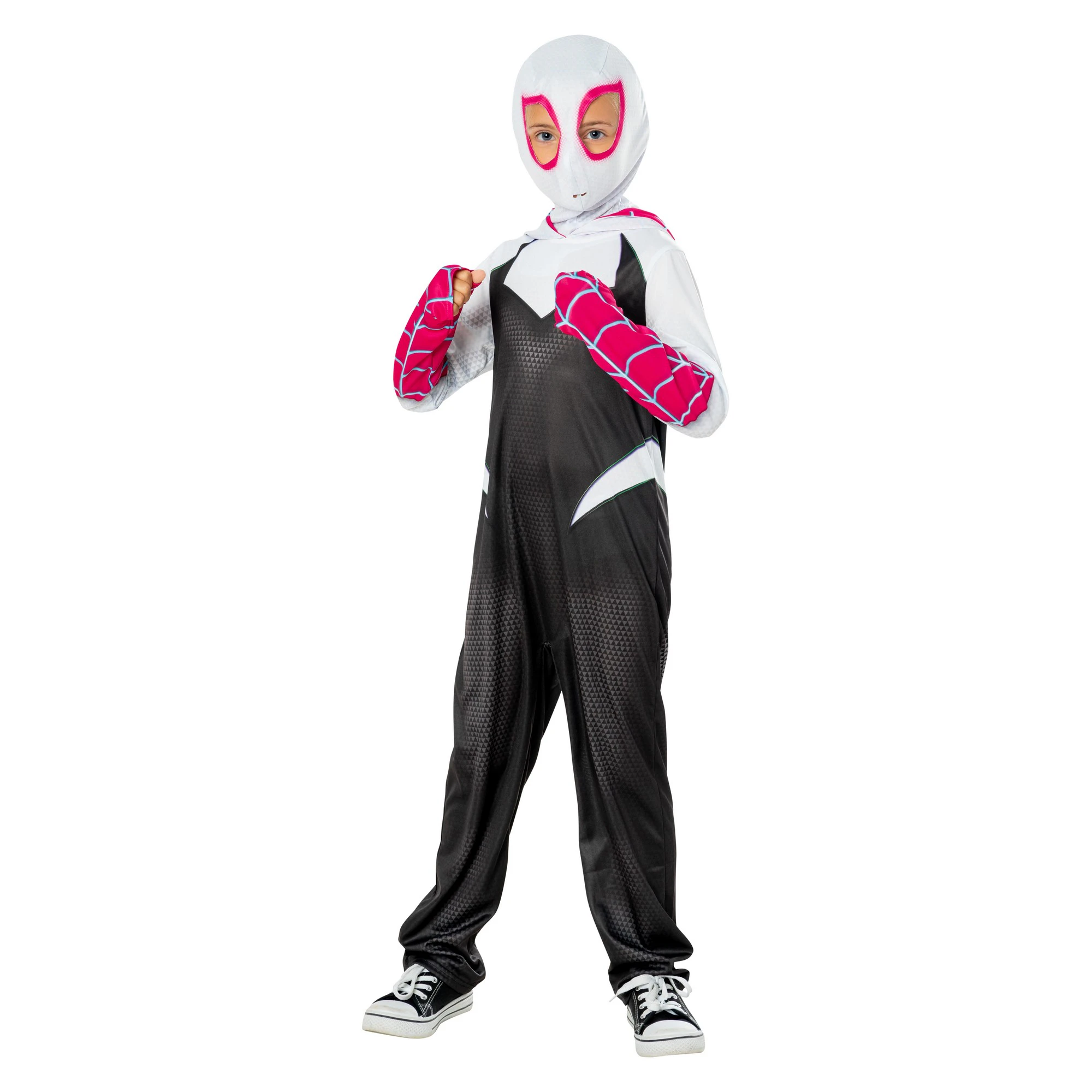 Marvel Comics Childrens/Kids Ghost-Spider Costume (White/Black/Pink) - BN5708