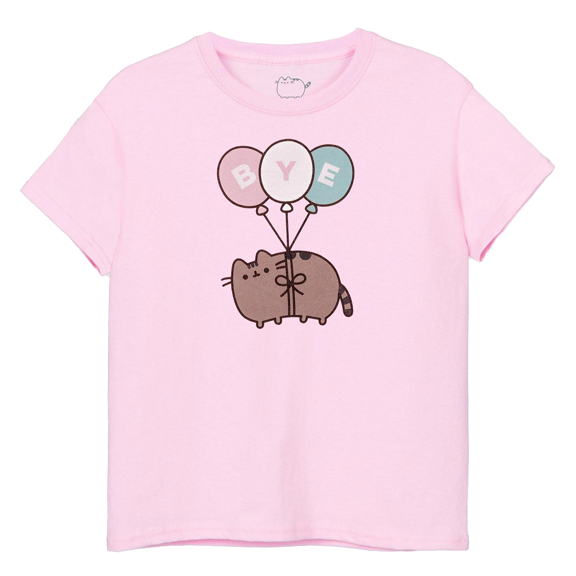 Pusheen Girls Bye Balloons Short-Sleeved T-Shirt (Pink) - NS8181