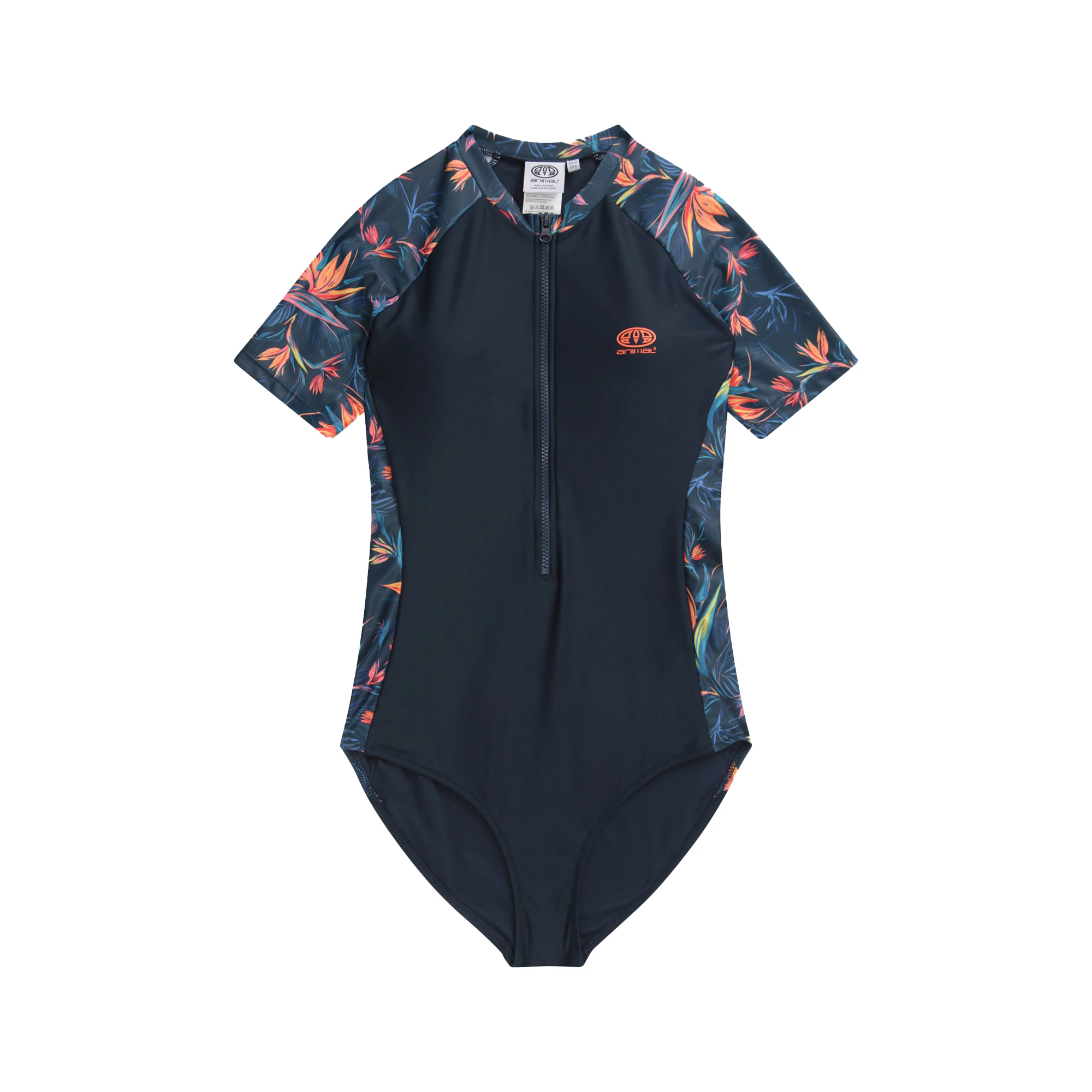 Animal Womens Isla Tropical Leaves Short-Sleeved Wetsuit (Orange) - MW2873