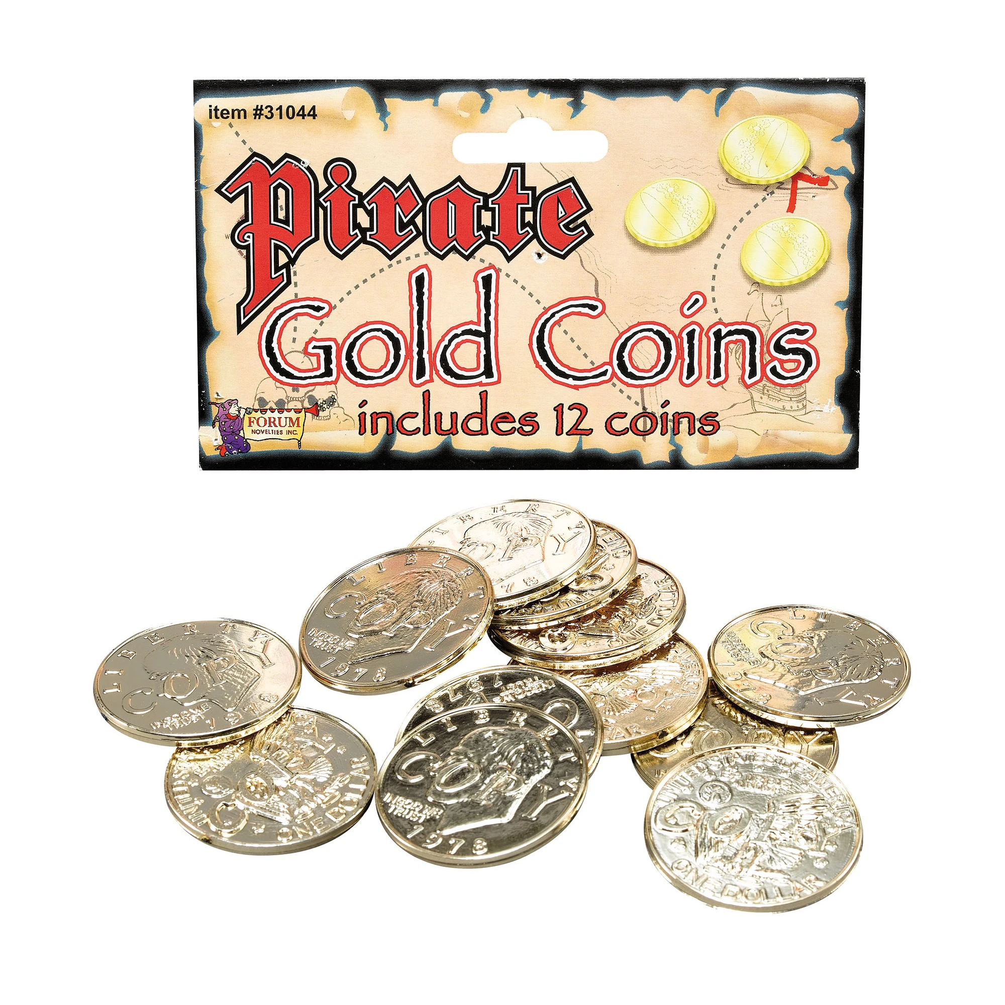 Bristol Novelty Fake Pirate Coins (Pack Of 12) (Gold) - BN2252