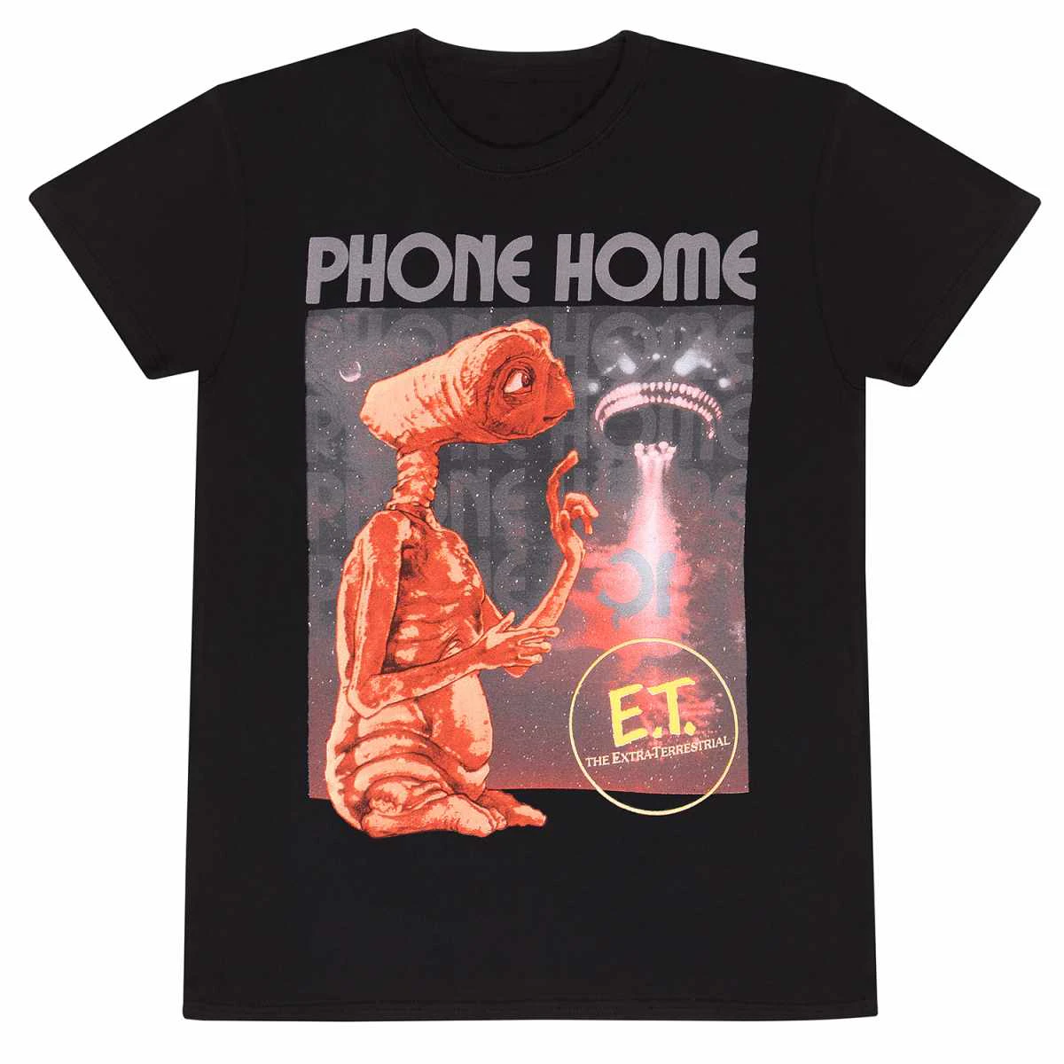 E.T Unisex Adult Phone Home T-Shirt (Black) - HE1685