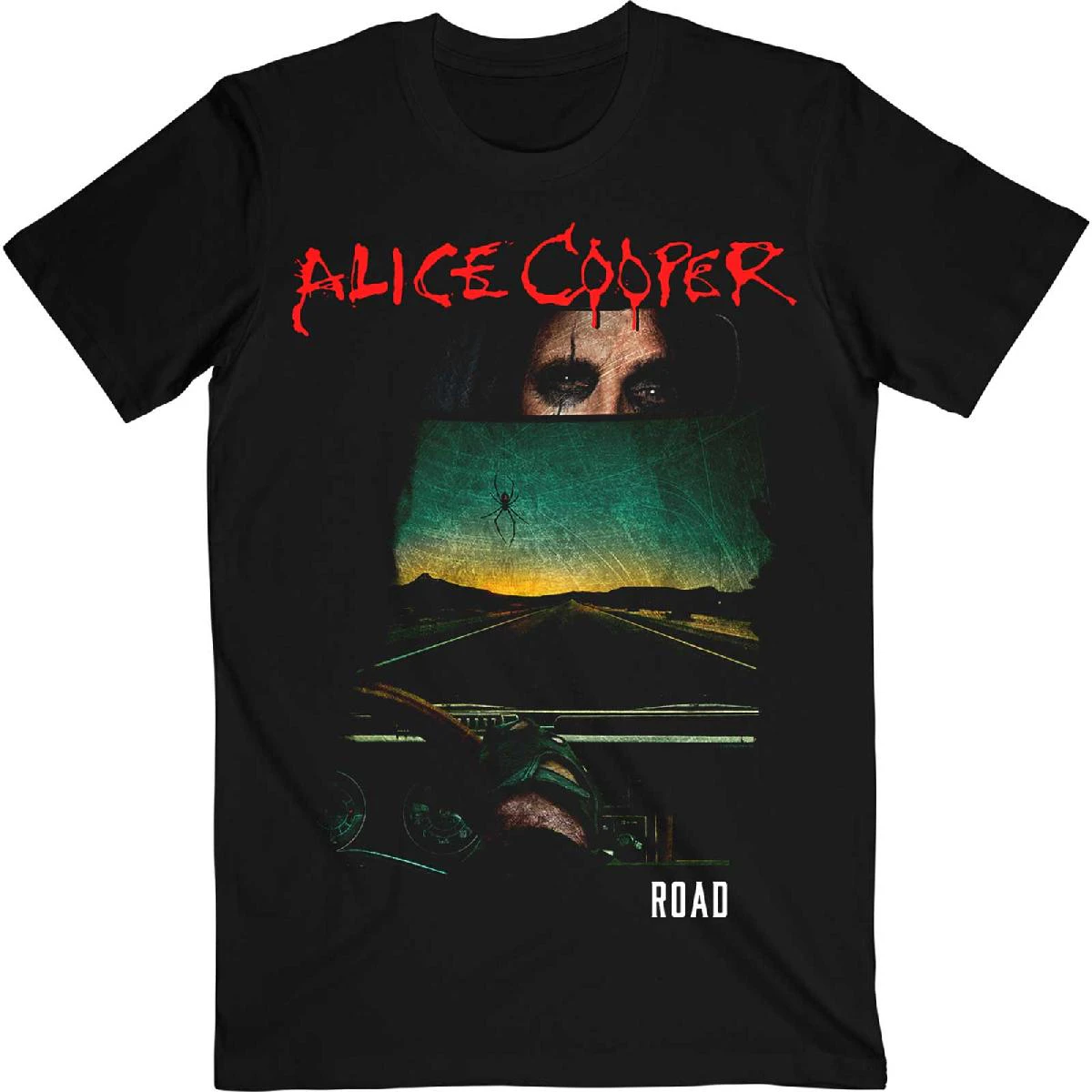 Alice Cooper Unisex Adult Road Track List Cotton Back Print T-Shirt (Black) - RO8227