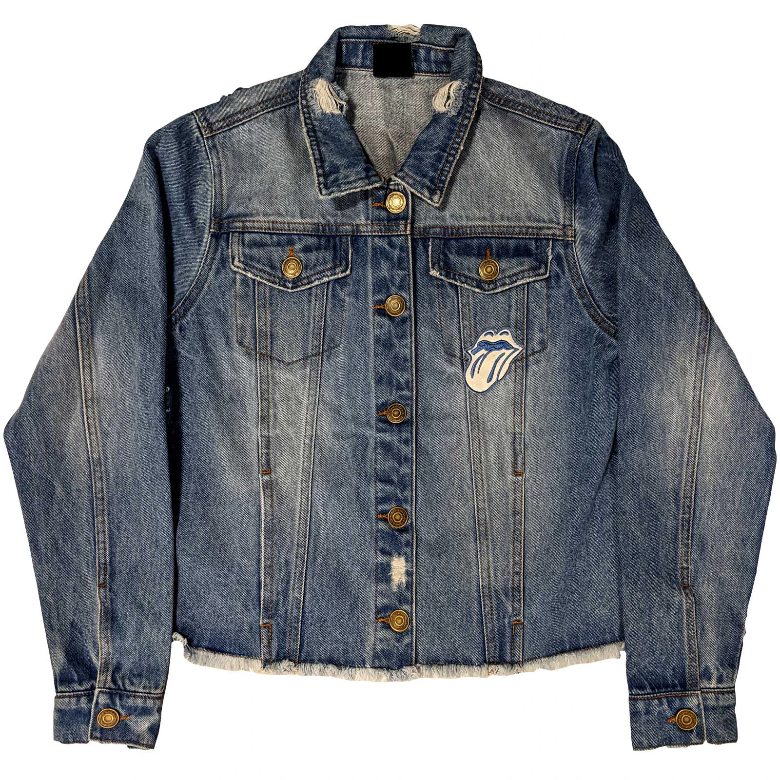 The Rolling Stones Womens Script Denim Jacket (Light Denim Blue) - RO4859