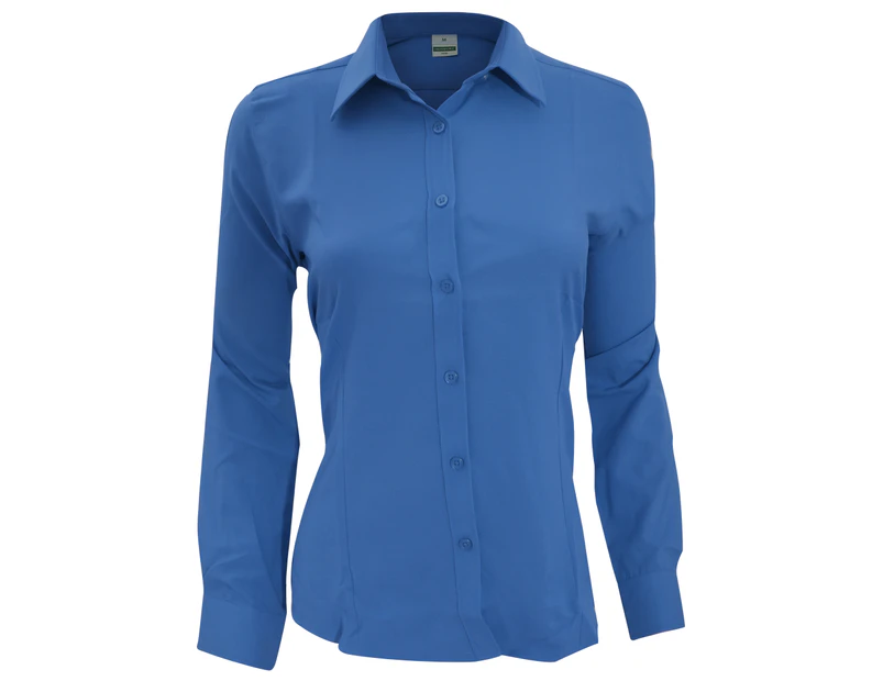 Henbury Womens Wicking Long Sleeve Work Shirt (Royal) - RW2697