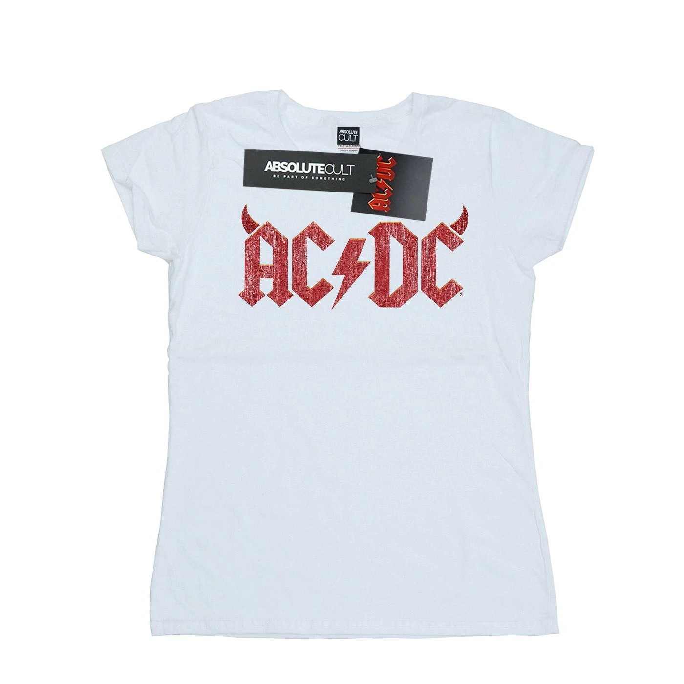 AC/DC Womens Horns Logo Cotton T-Shirt (White) - BI4605