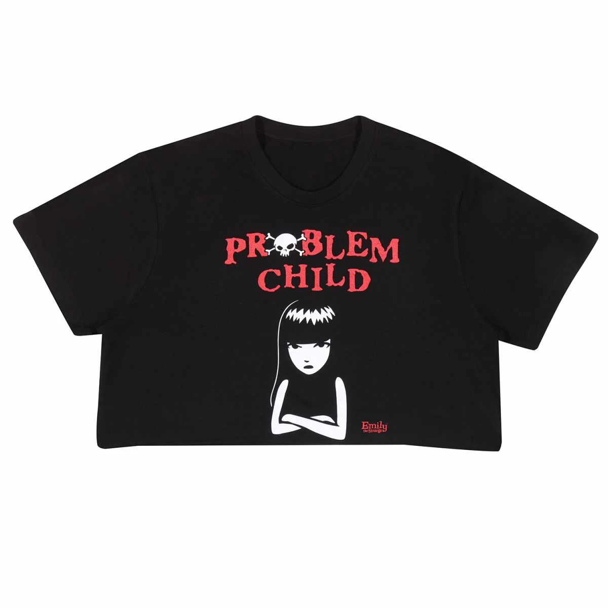 Emily The Strange Unisex Adult Problem Child Crop T-Shirt (Black) - HE1558