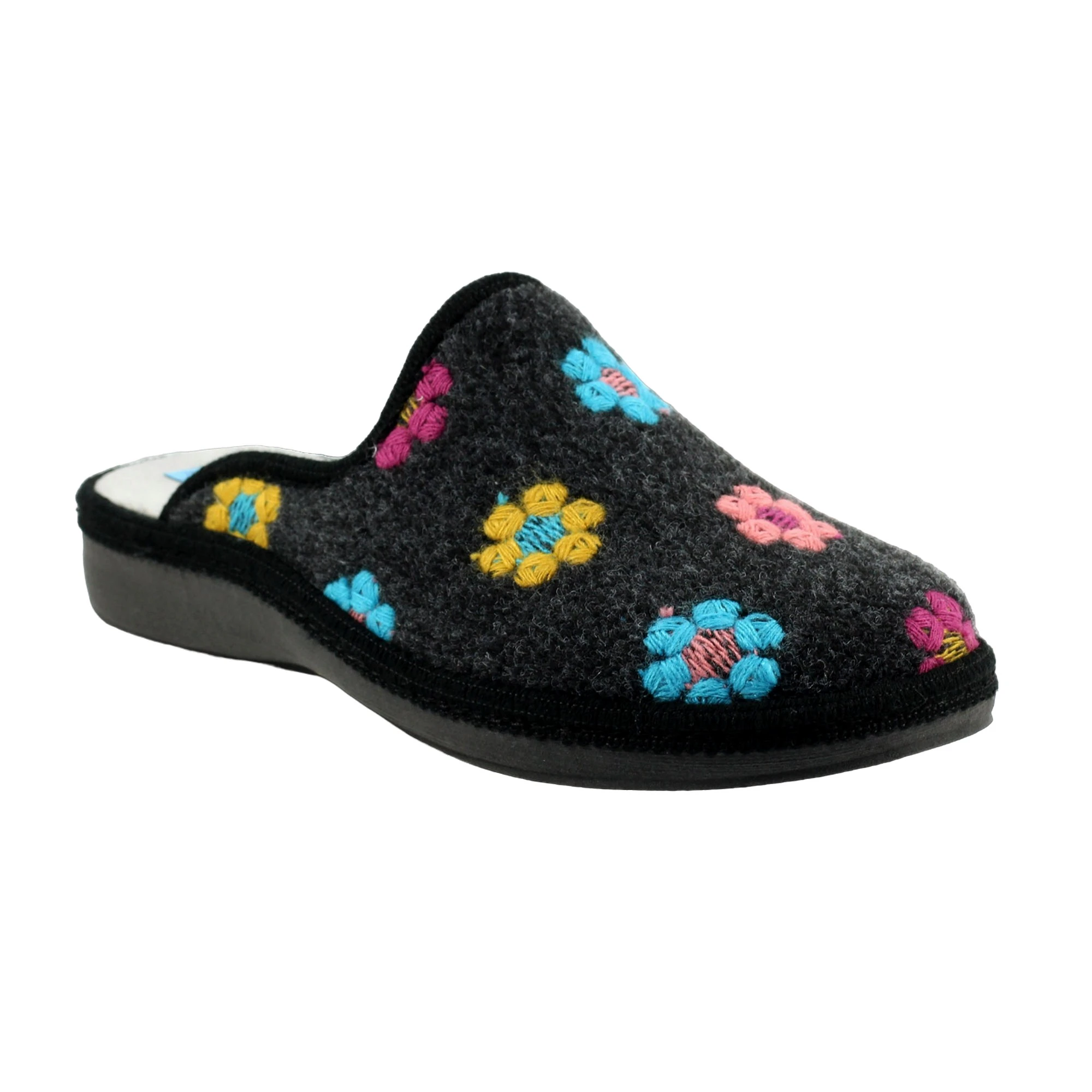 Lunar Womens Anther Felt Slippers (Black) - GS560