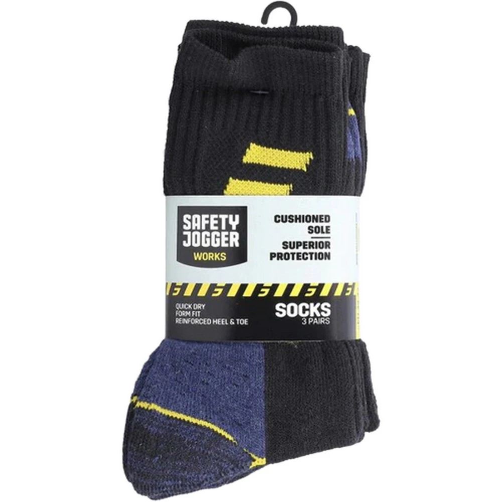 Safety Jogger Unisex Adult Ankle Socks (Pack of 3) (Black/Blue/Yellow) - FS9433