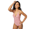 Debenhams Womens Floral Twisted Knot Front One Piece Swimsuit (Red/White) - DH2233