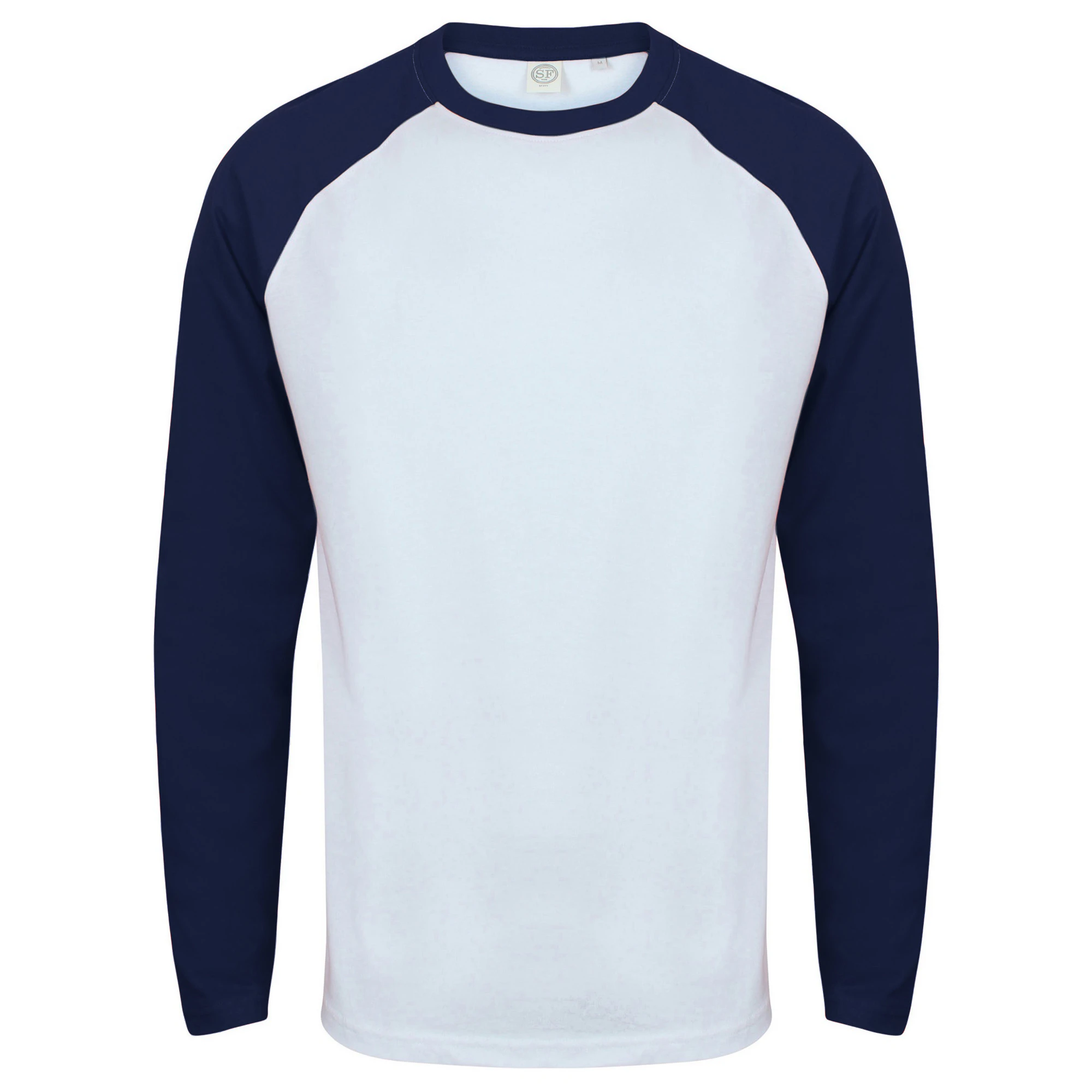 Skinnifit Mens Raglan Long Sleeve Baseball T-Shirt (White / Oxford Navy) - RW4742