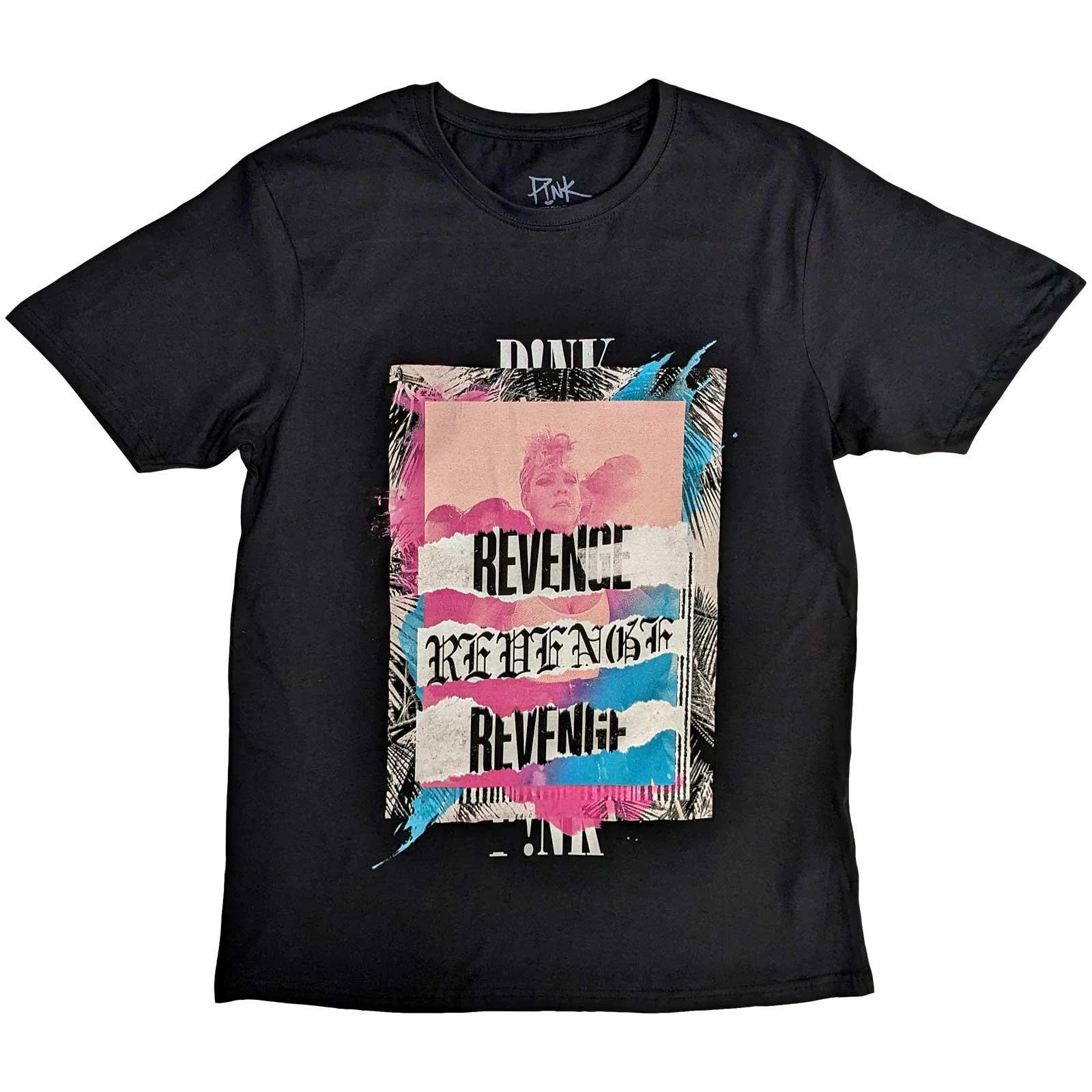 Pink Unisex Adult Revenge Cotton T-Shirt (Black) - RO9144