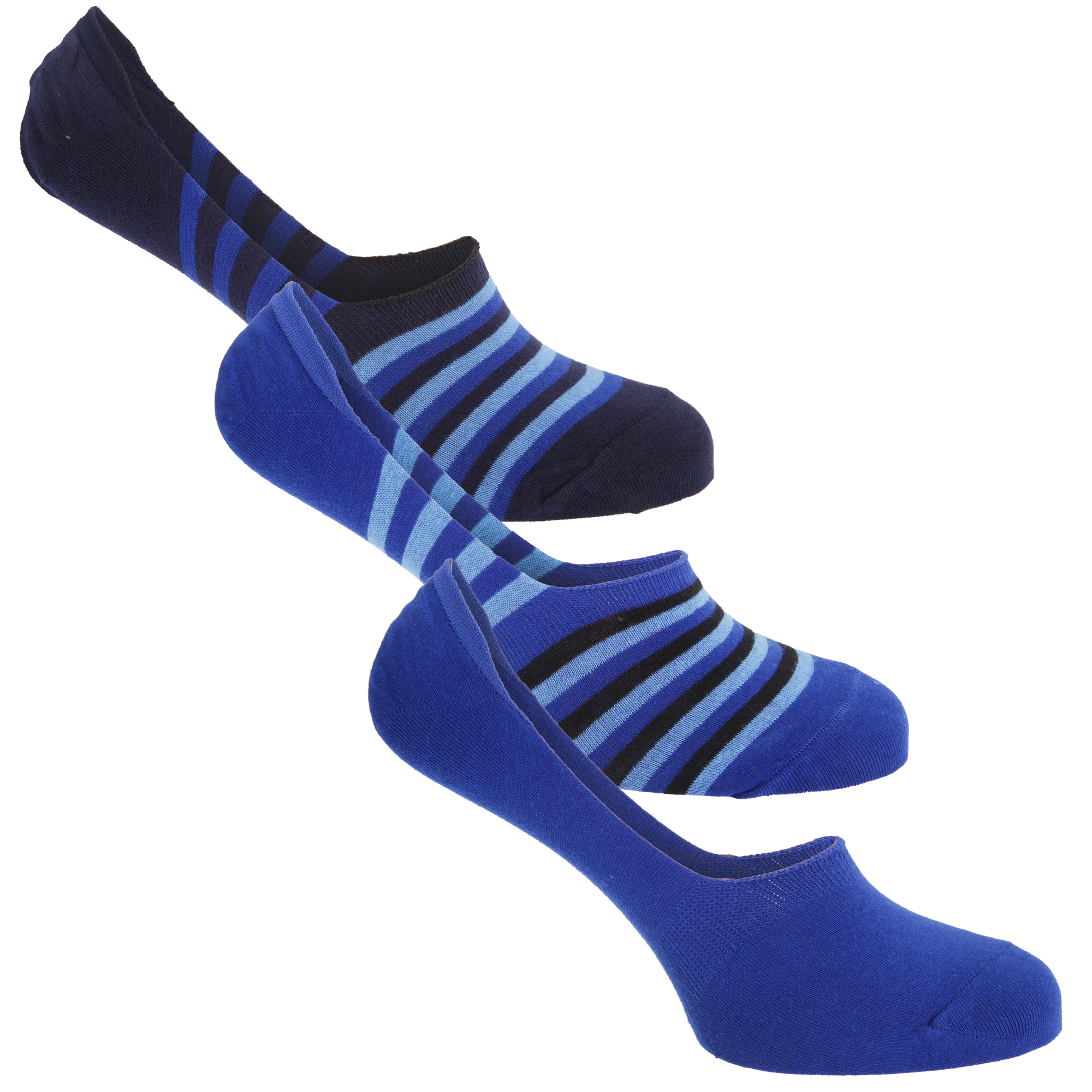 Floso Mens Invisible Trainer Socks (Pack Of 3) (Blue/Black) - MB429