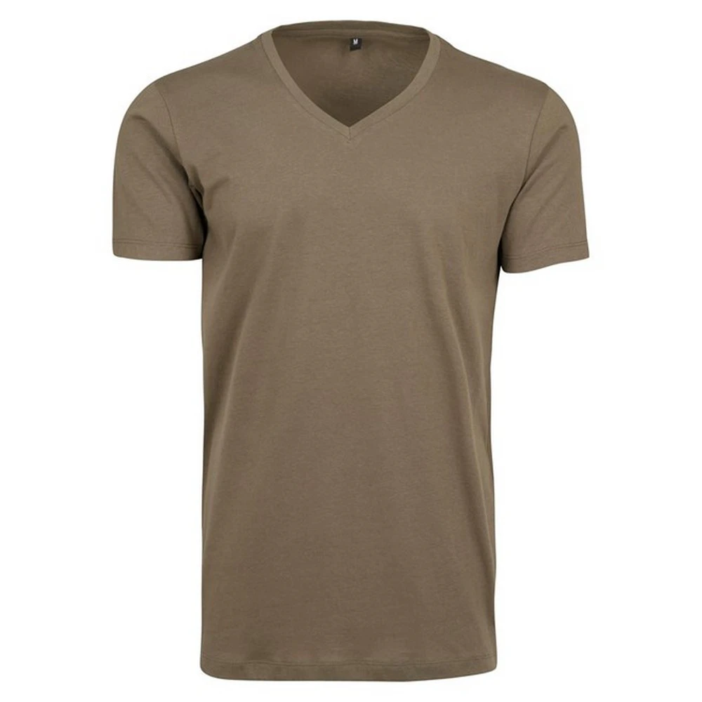 Build Your Brand Mens Light V Neck T-Shirt (Olive) - RW8798